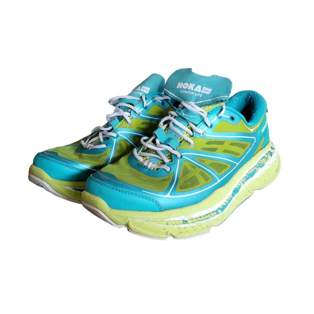 Hoka One One Stinson Lite Running Shoes Women's Size 8.5 Lime Blue no Insoles